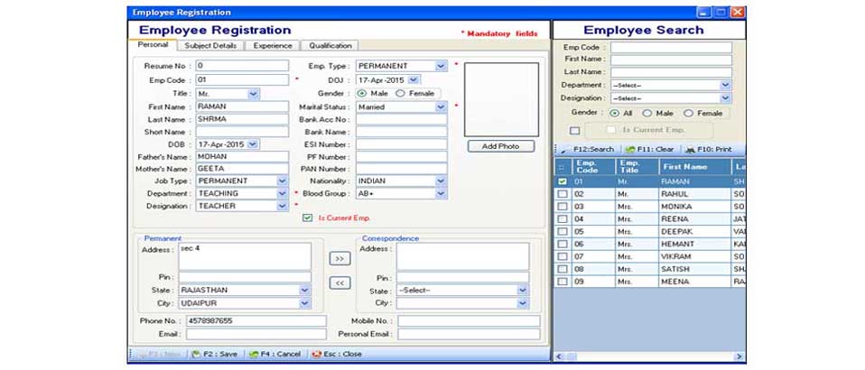 Employee Registration