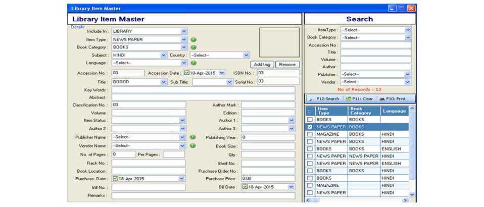Library item master